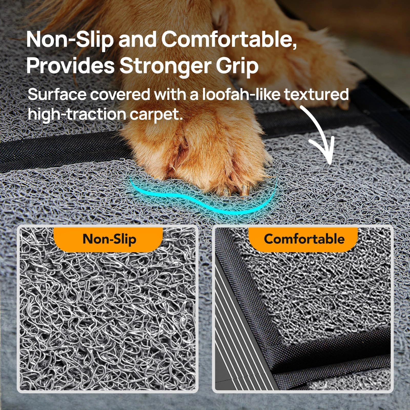 Pettami GlidePat Folding Canine Ramp | High-Traction Surface & Heavy-Duty Support