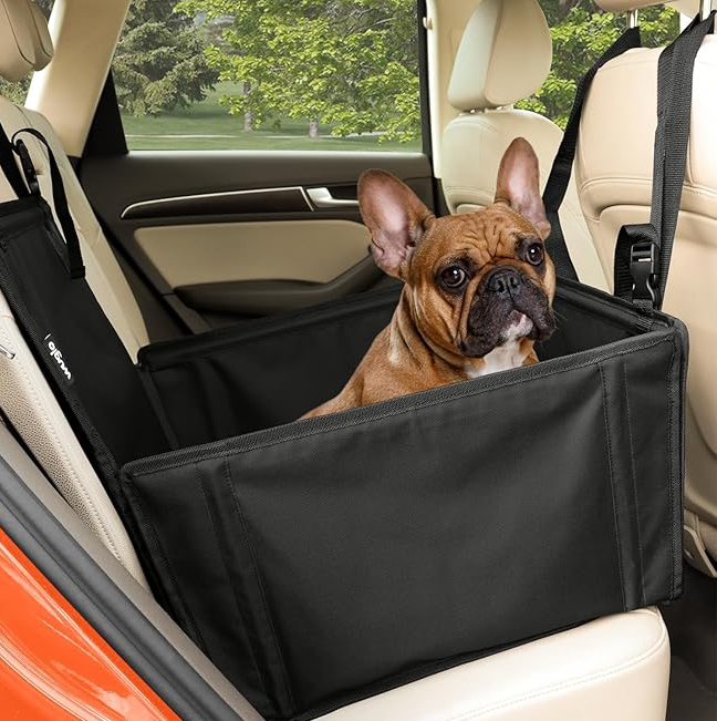 Pettami — Seggiolino Auto Extra Stabile per Cani Piccoli e Medi | Rinforzato con 4 Cinghie di Fissaggio | Copertura Impermeabile per Sedile Posteriore