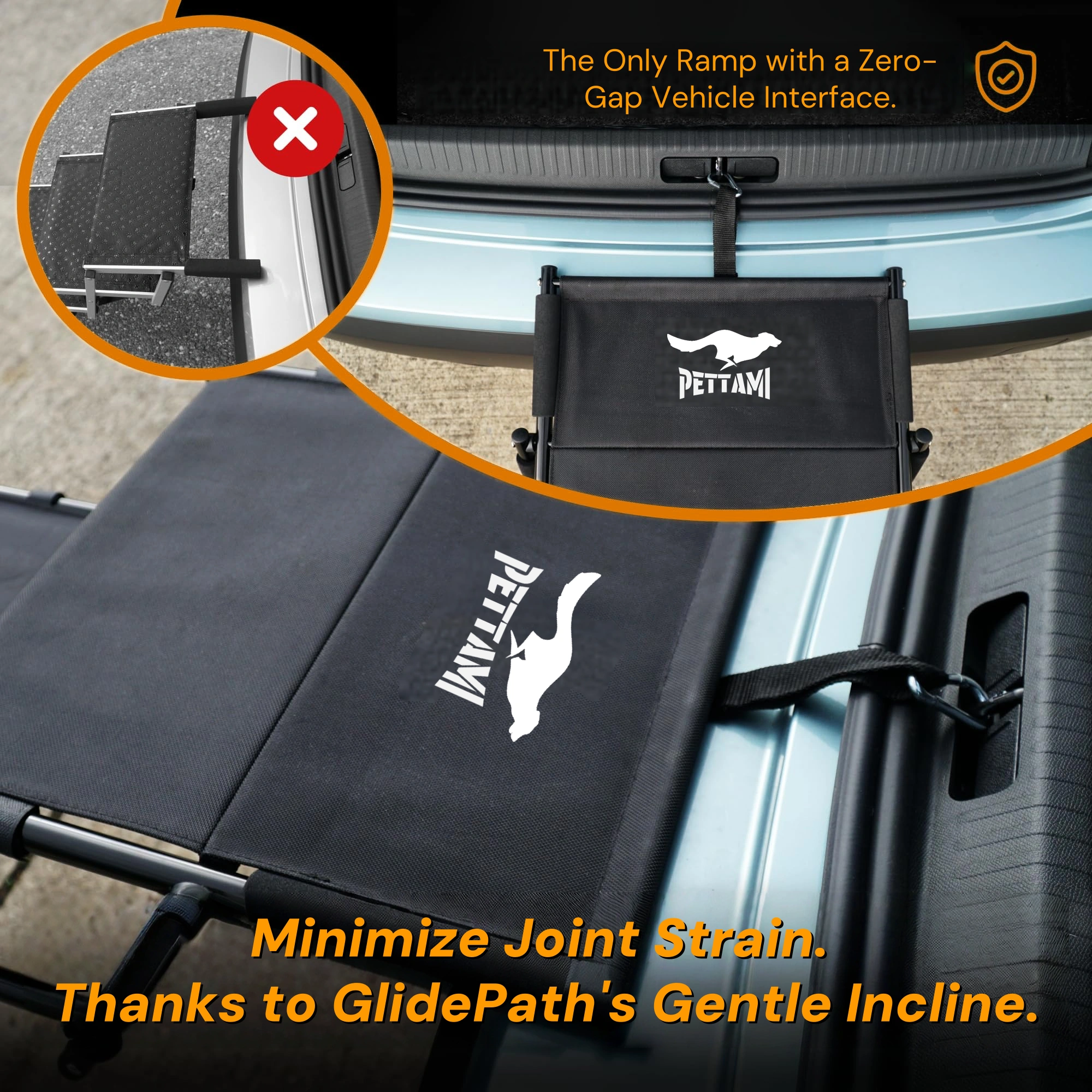 Pettami GlidePath Folding Canine Ramp | Orthopedic Joint Support & Seamless Vehicle Access | Ultra-Lightweight & Adjustable