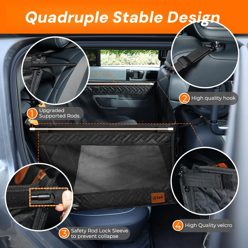 Pettami VistaPro: Elevated Canine Travel Seat | Waterproof Rigid Base & Padded Comfort for Large & Medium Breeds | Panoramic 3-Mesh Ventilation | Collapsible Design for Cars, SUVs & Trucks