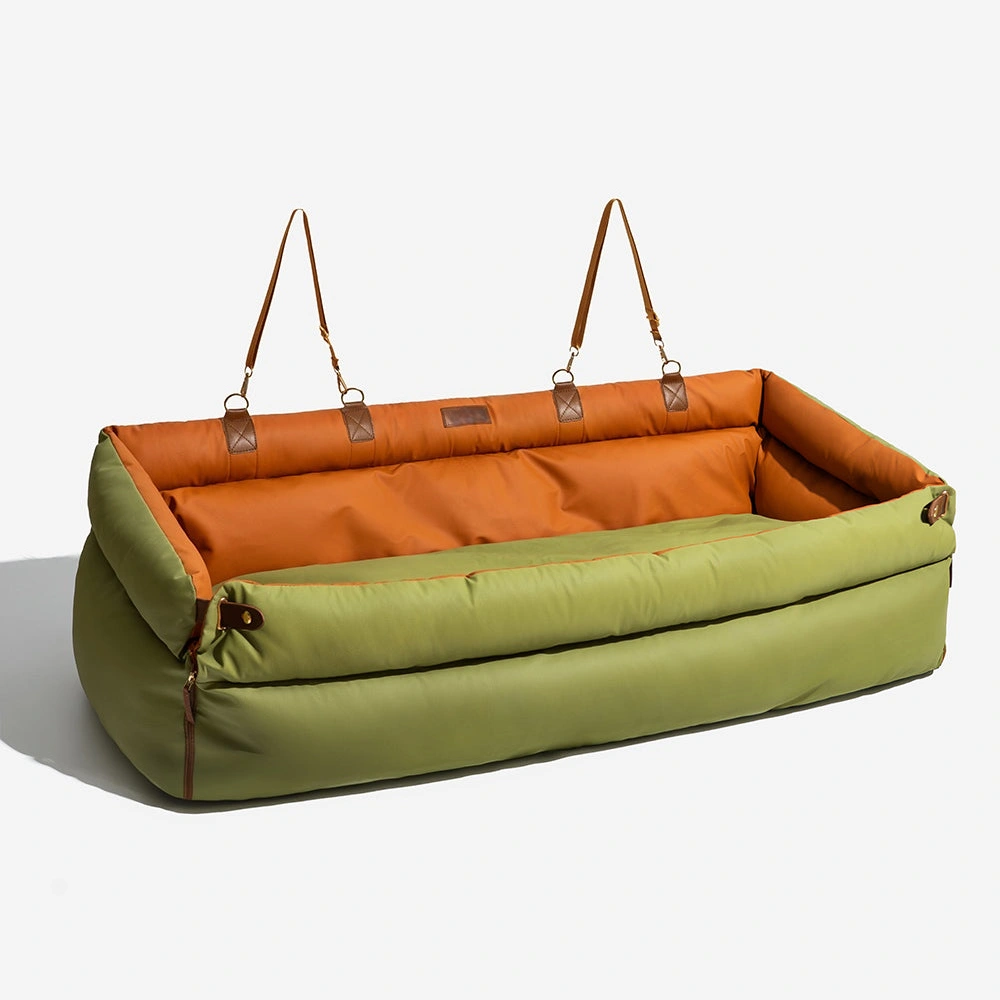 Pettami Urban Voyager: Elevated Dog Car Seat & Lounger | Premium Vegan Leather | Dual-Sided Comfort & Secure Travel for Jumbo Breeds