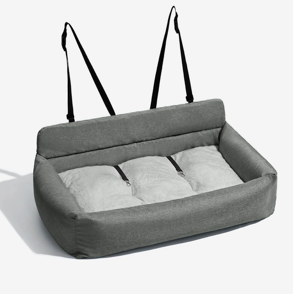 Pettami Travel Bolster — Voll  ständiges, langlebiges und waschbares Hundebett für die Rückbank im Auto