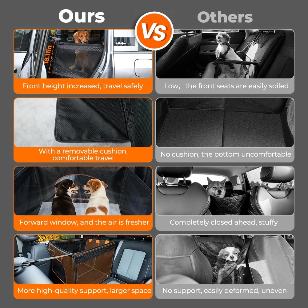 Pettami VistaPro: Elevated Canine Travel Seat | Waterproof Rigid Base & Padded Comfort for Large & Medium Breeds | Panoramic 3-Mesh Ventilation | Collapsible Design for Cars, SUVs & Trucks