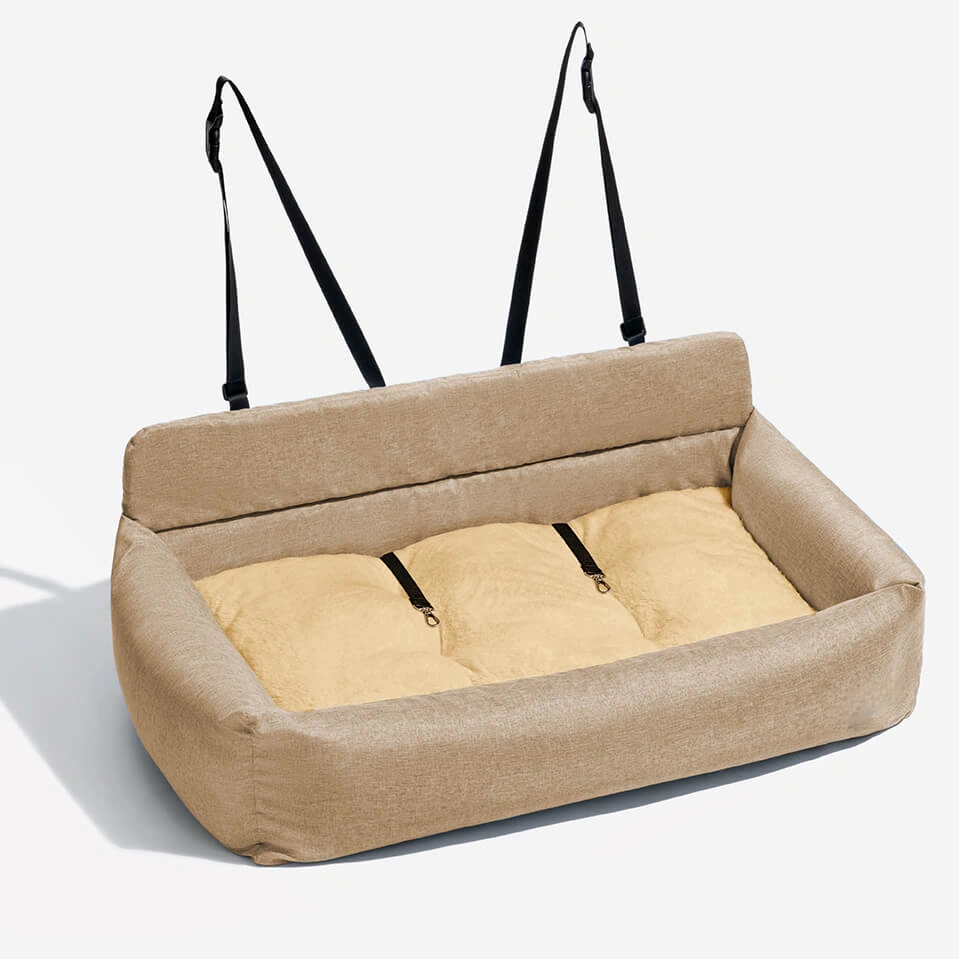 Pettami Travel Bolster — Voll  ständiges, langlebiges und waschbares Hundebett für die Rückbank im Auto