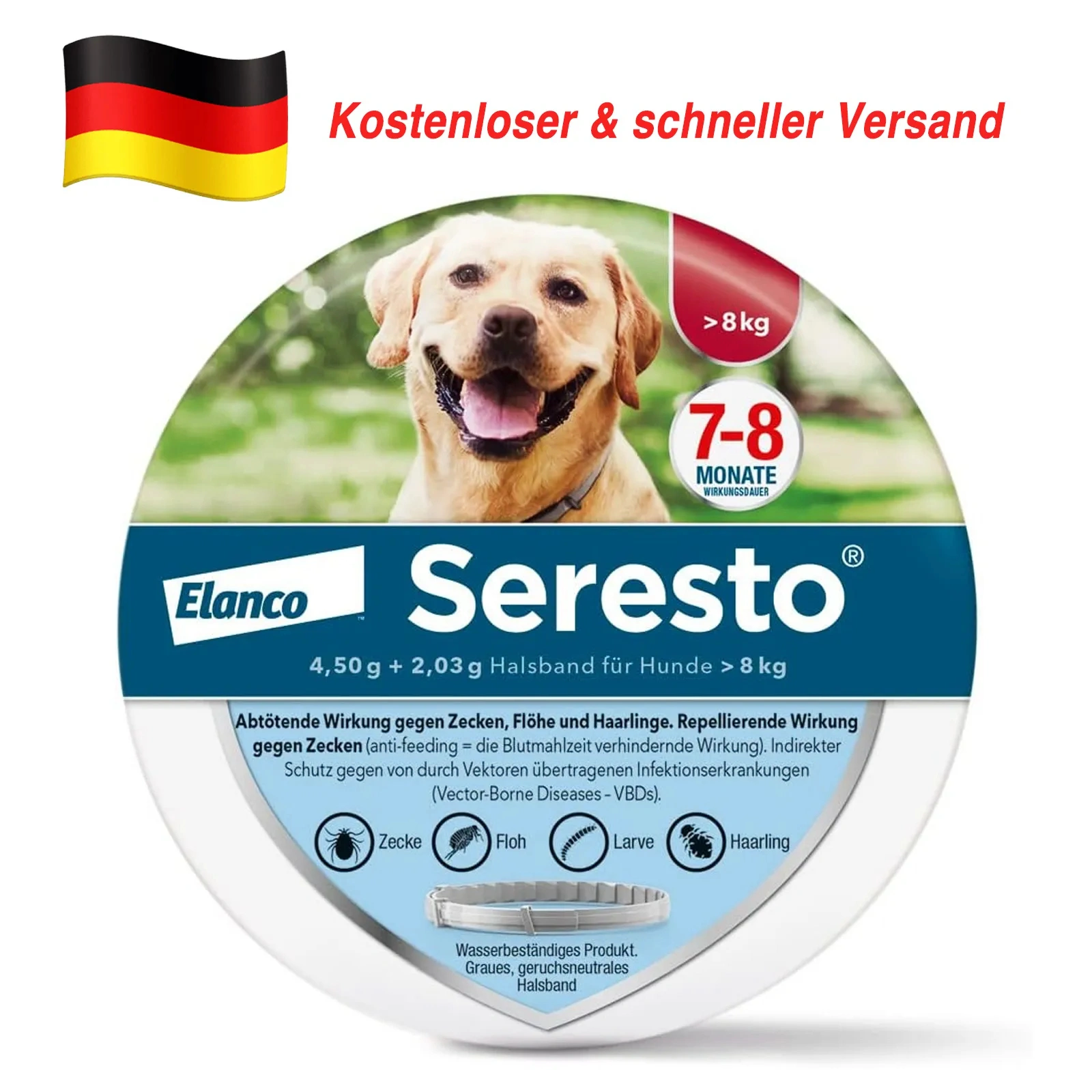 SerestoHalsband für große Hunde, über 8 kg