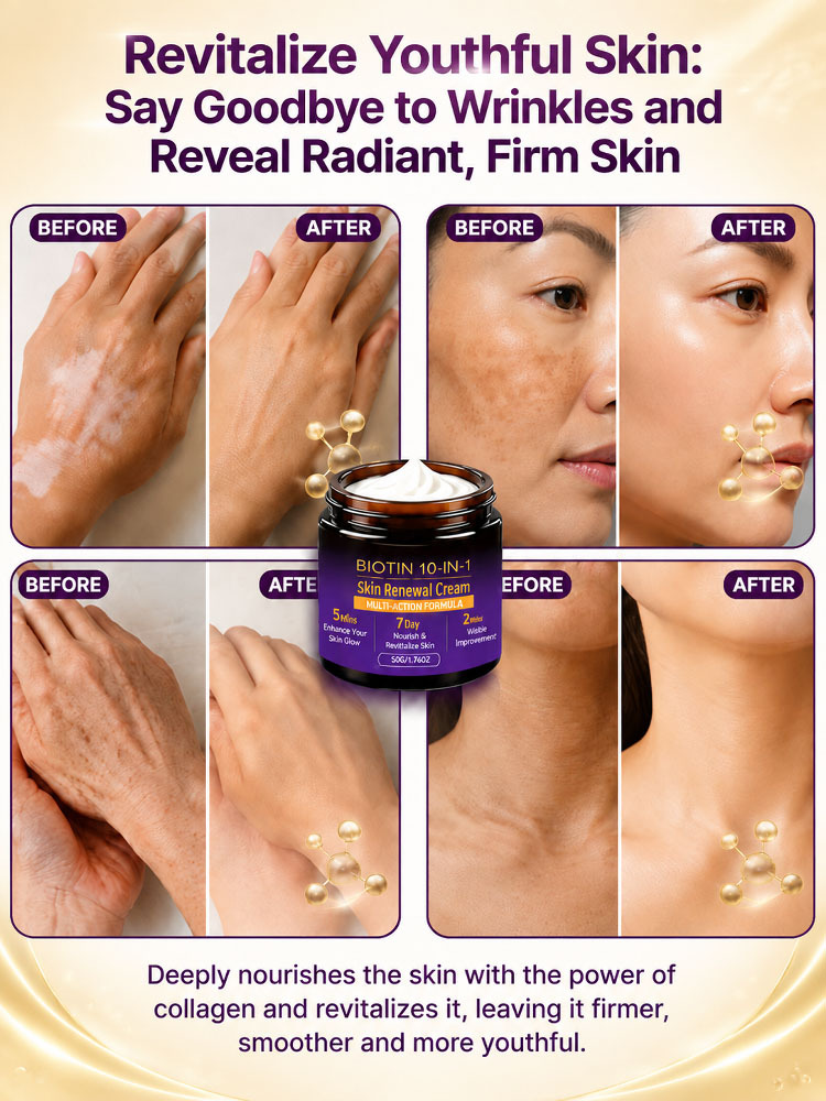 This Swiss Biotin & Peptide 10-in-1 Rejuvenating Cream deeply repairs acne-prone skin, redness, deep wrinkles, and dark spots in just 7 days, restoring firm, smooth, and youthful-looking skin.