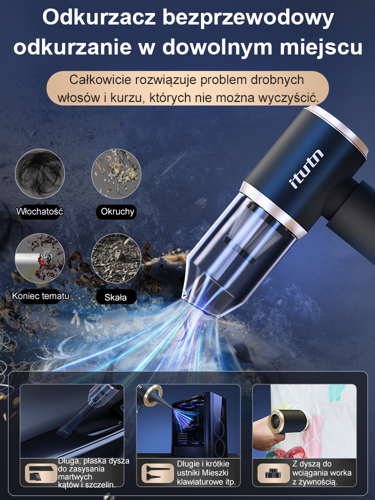 Odkurzacz Bezprzewodowy 4w1 (Ssanie 5000PA & Bateria 4000mAh) – Badania i Rozwój w USA. Wielka Wyprzedaż Magazynowa!