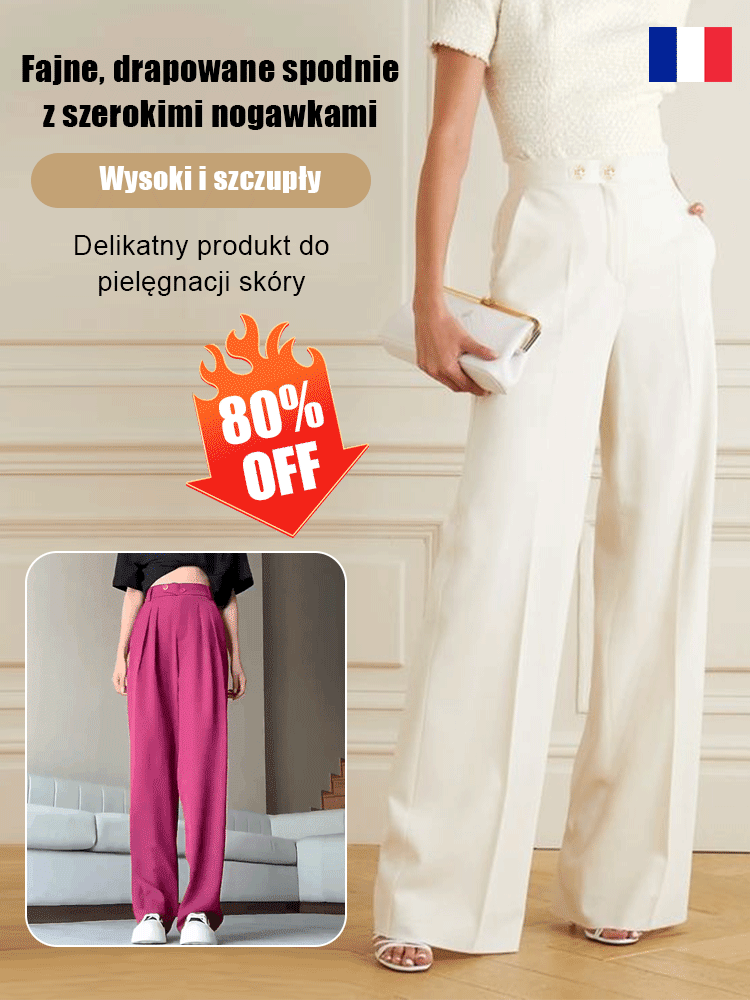 FRANCUSKI JEDWAB: Drapowane Spodnie Wyszczuplające (42-100kg) – 80% OFF Zakończenie Serii!
