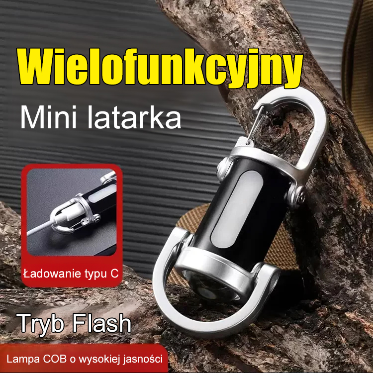 Wielofunkcyjna Mini Latarka SOS (Powerbank) 29g + Światło COB + Ostatnie Sztuki Wyprzedaży!