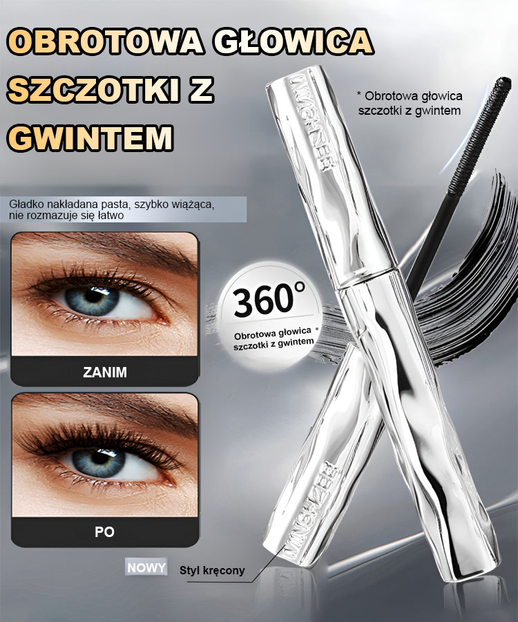 72H Trwałości! Tusz Wydłużający z Gwintowaną Szczoteczką 360° + Ostatnie Sztuki w Promocji!