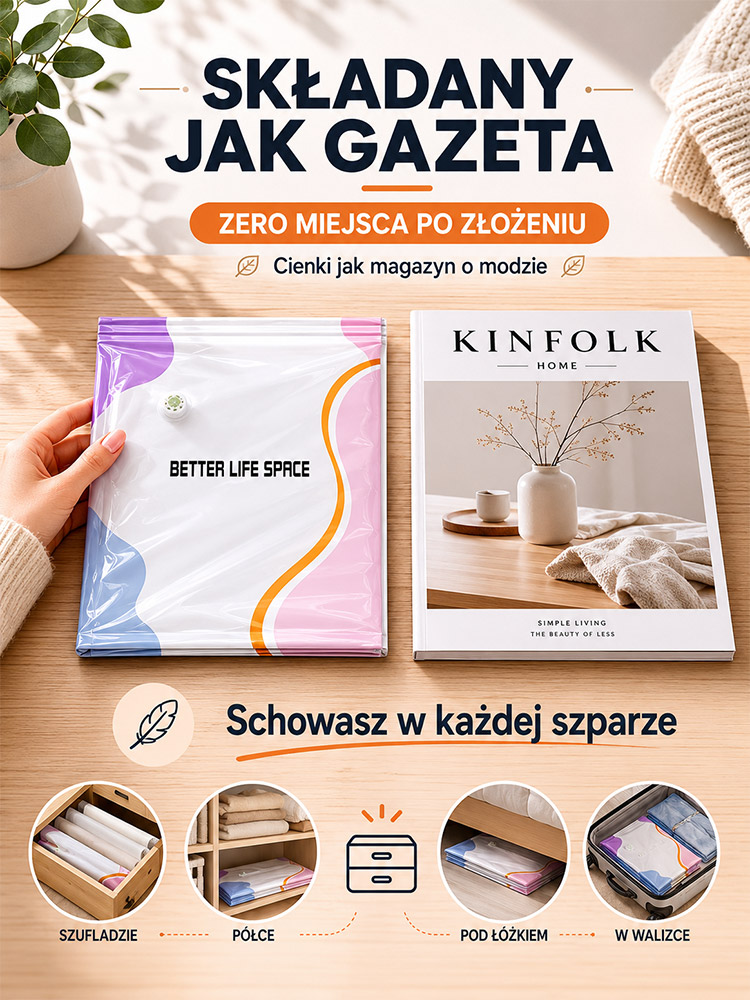 REWOLUCYJNE WORKI PRÓŻNIOWE 3D BEZ POMPKI! Certyfikat UE i 75% Więcej Miejsca – GIGANTYCZNA WYPRZEDAŻ OSTATNICH SZTUK!