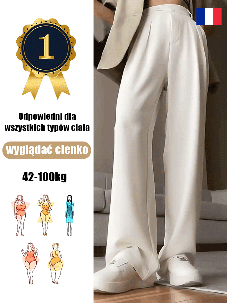 FRANCUSKI JEDWAB: Drapowane Spodnie Wyszczuplające (42-100kg) – 80% OFF Zakończenie Serii!