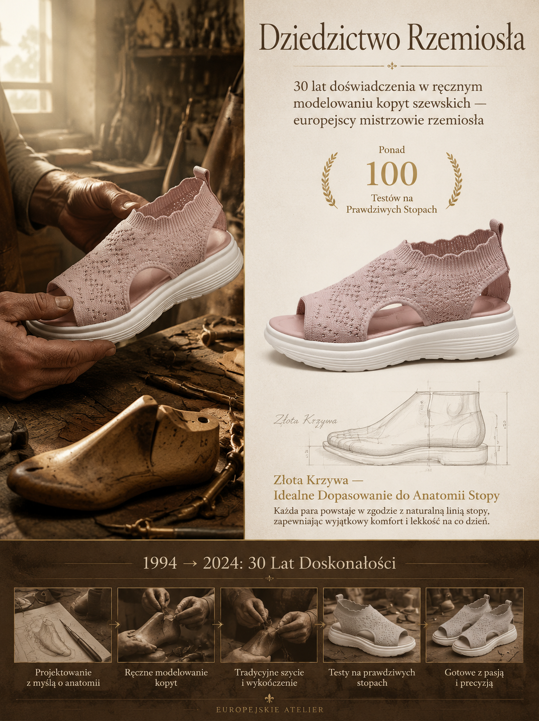 Medyczne Sandały CloudWalk™ Flyknit: Trójpunktowe Podparcie i Ulga dla Kręgosłupa (Rekomendacja PTO)