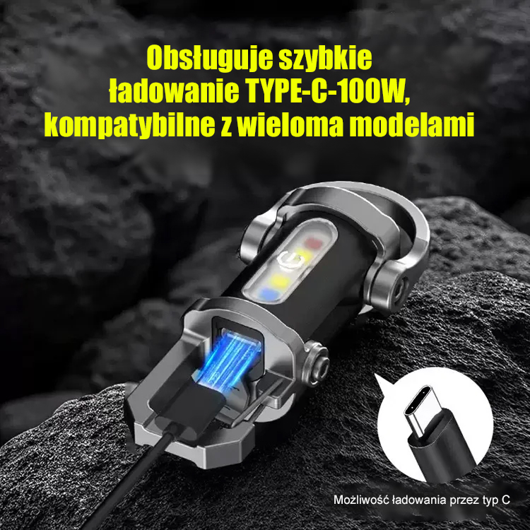 Wielofunkcyjna Mini Latarka SOS (Powerbank) 29g + Światło COB + Ostatnie Sztuki Wyprzedaży!