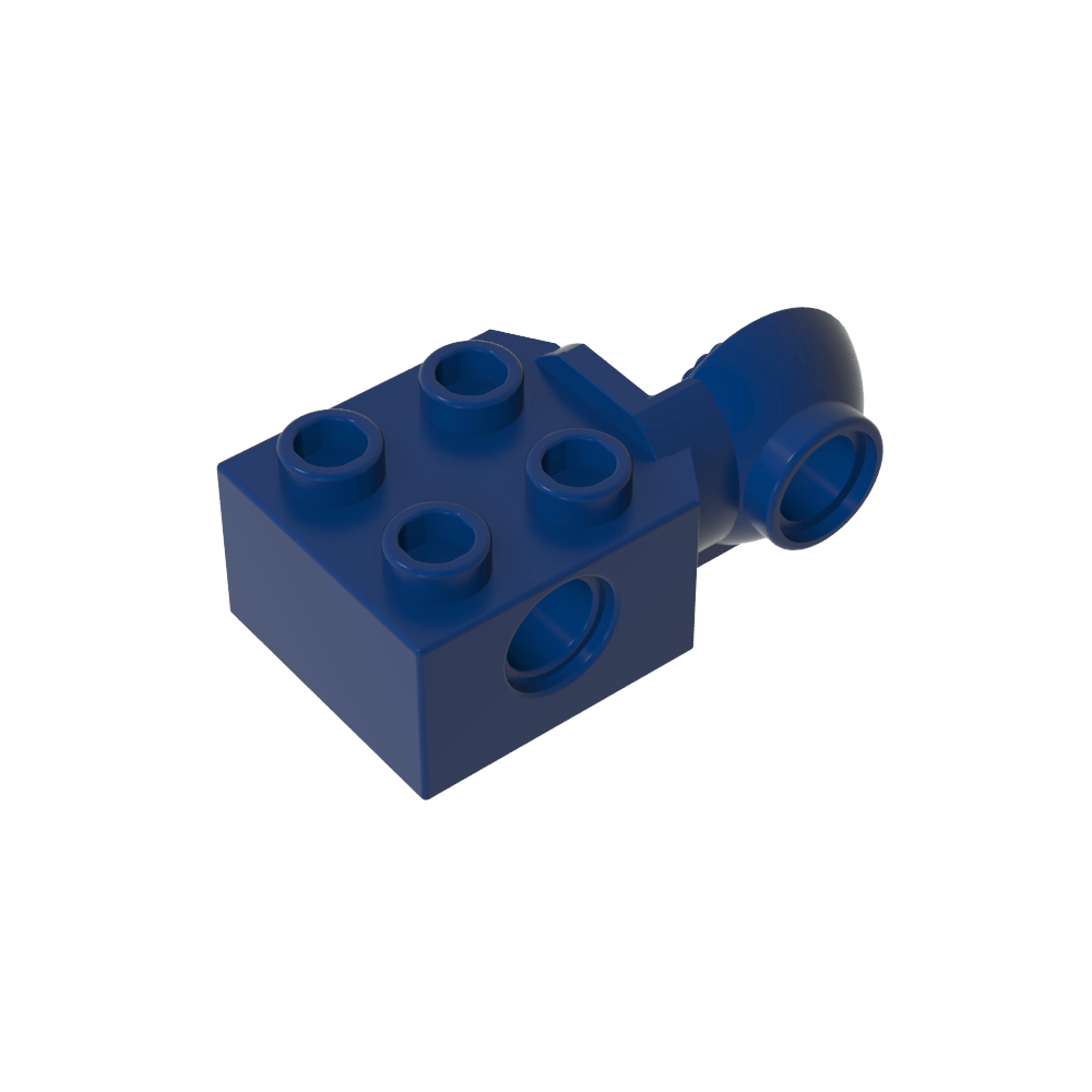 Bloque técnico especial 2 x 2 con orificio para pasador y articulación giratoria con media bola [lado vertical]-MyGobricksEs