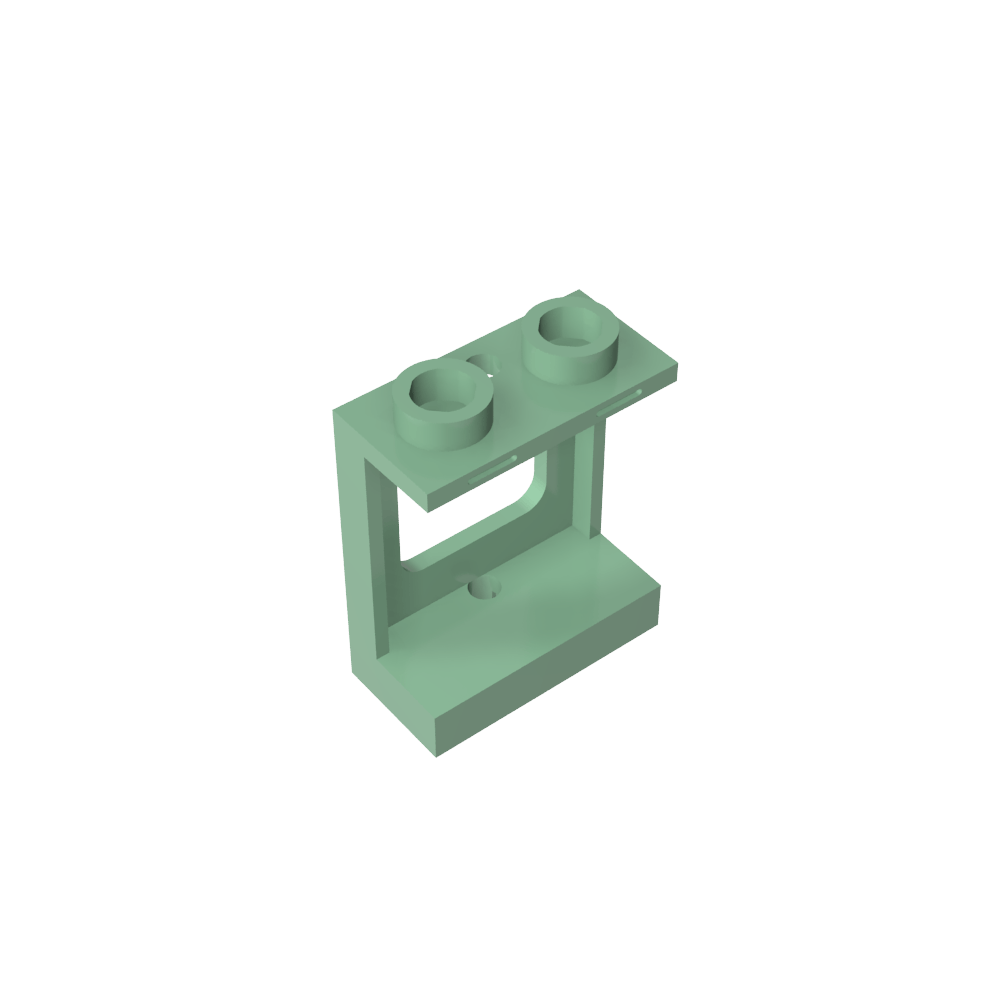 Ventana de 1 x 2 x 2, plano, un solo orificio superior e inferior para vidrio-MyGobricksEs