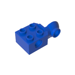 Bloque técnico especial 2 x 2 con orificio para pasador y articulación giratoria con media bola [lado vertical]-MyGobricksEs