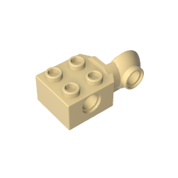 Bloque técnico especial 2 x 2 con orificio para pasador y articulación giratoria con media bola [lado vertical]-MyGobricksEs