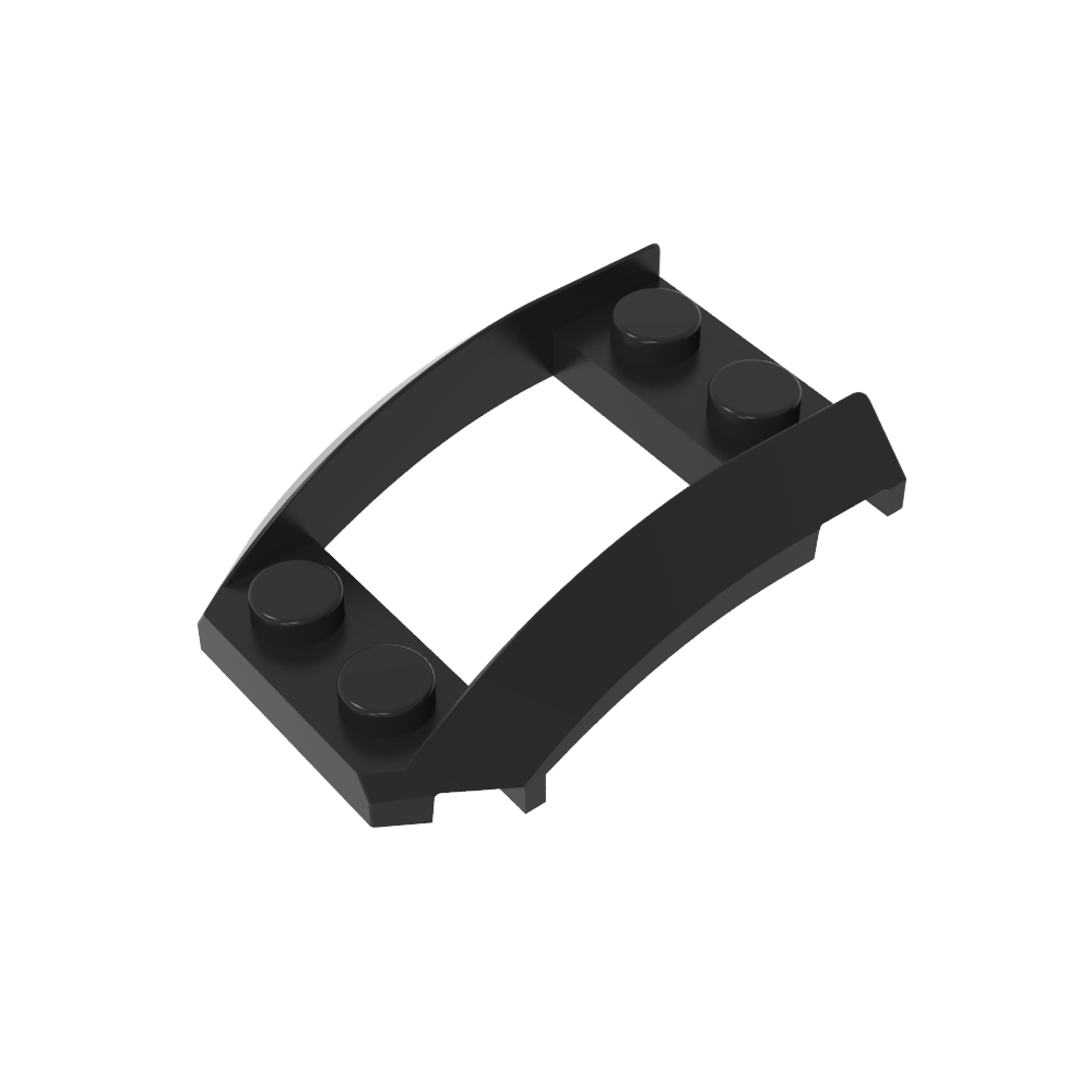 Paso de rueda, cuña 4 x 3 abierta con recorte y cuatro pernos-MyGobricksEs