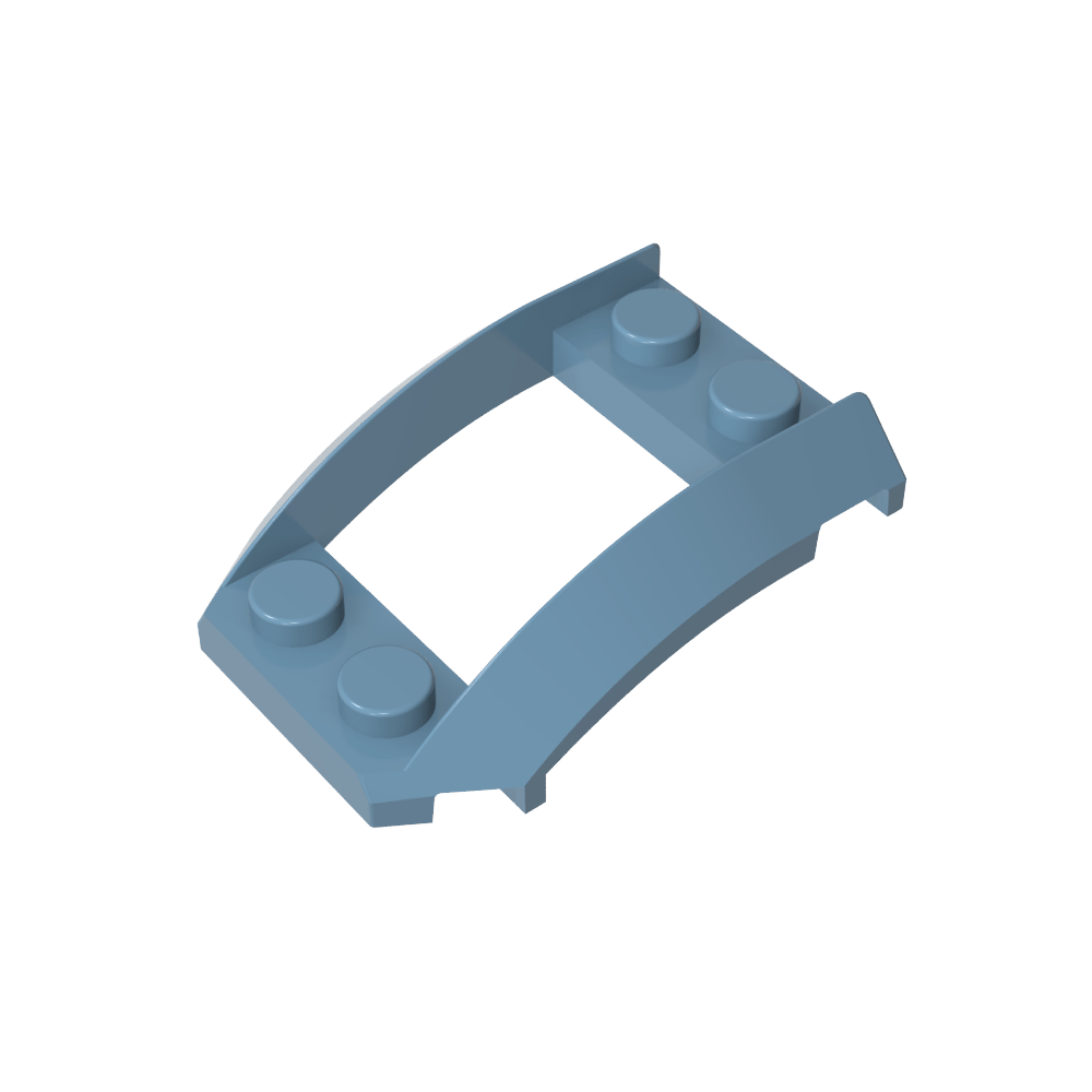 Paso de rueda, cuña 4 x 3 abierta con recorte y cuatro pernos-MyGobricksEs