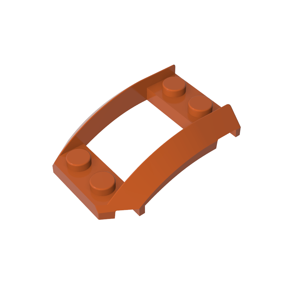 Paso de rueda, cuña 4 x 3 abierta con recorte y cuatro pernos-MyGobricksEs