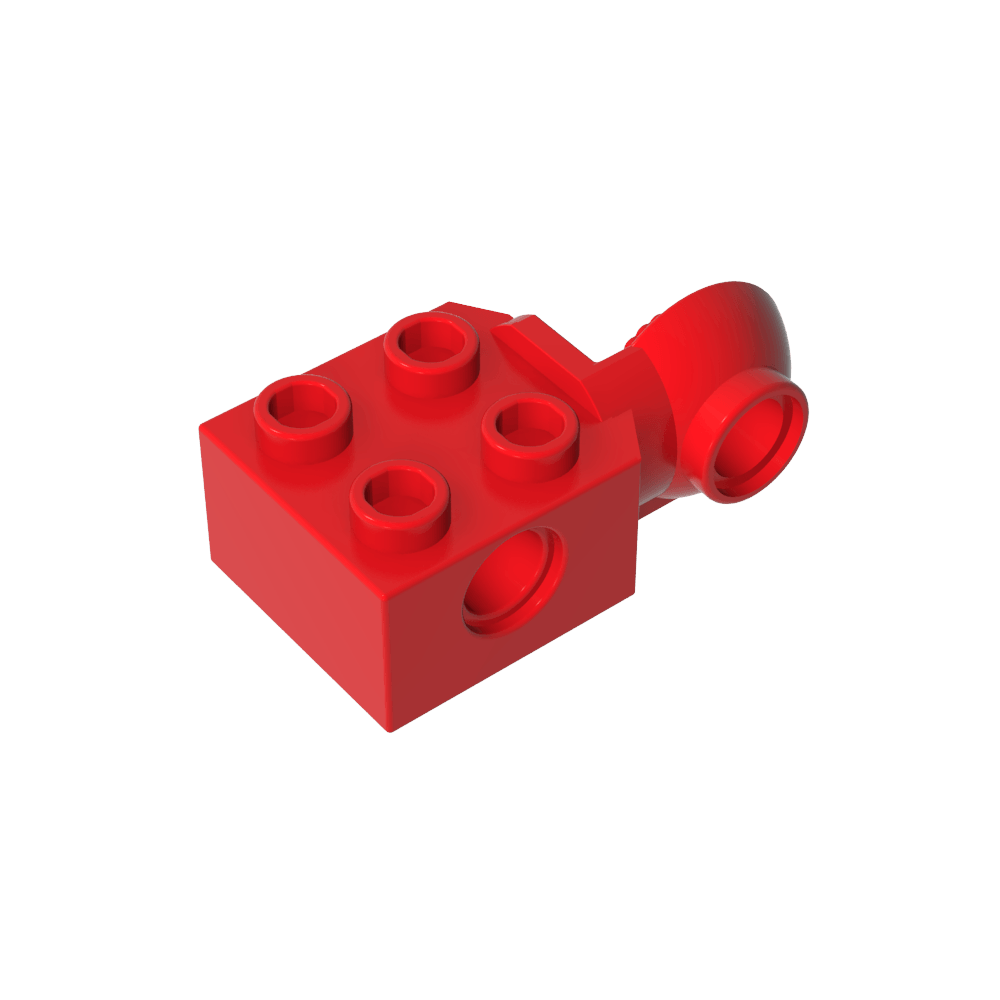 Bloque técnico especial 2 x 2 con orificio para pasador y articulación giratoria con media bola [lado vertical]-MyGobricksEs