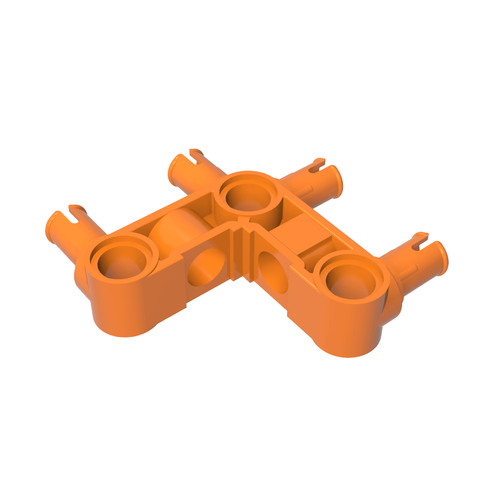 Technic Pin Connector Hub Perpendicular 3 x 3 Bent with 4 Pins (Pin Ridges Across Part)