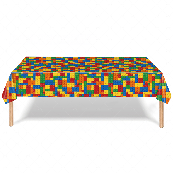 Kit de fiesta de cumpleaños con bloques de construcción, mantel, platos y servilletas divertidos estilo Gobricks para decorar fiestas.