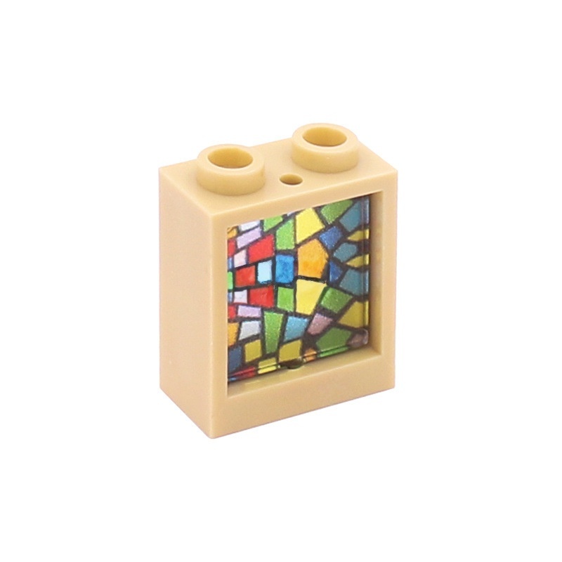 Ventanas de vidrio de 1x2x2 y paneles de pared de colores | 5 colores de marco y 6 estilos de vidrio | Compatible con n.° 60592 y n.° 60601