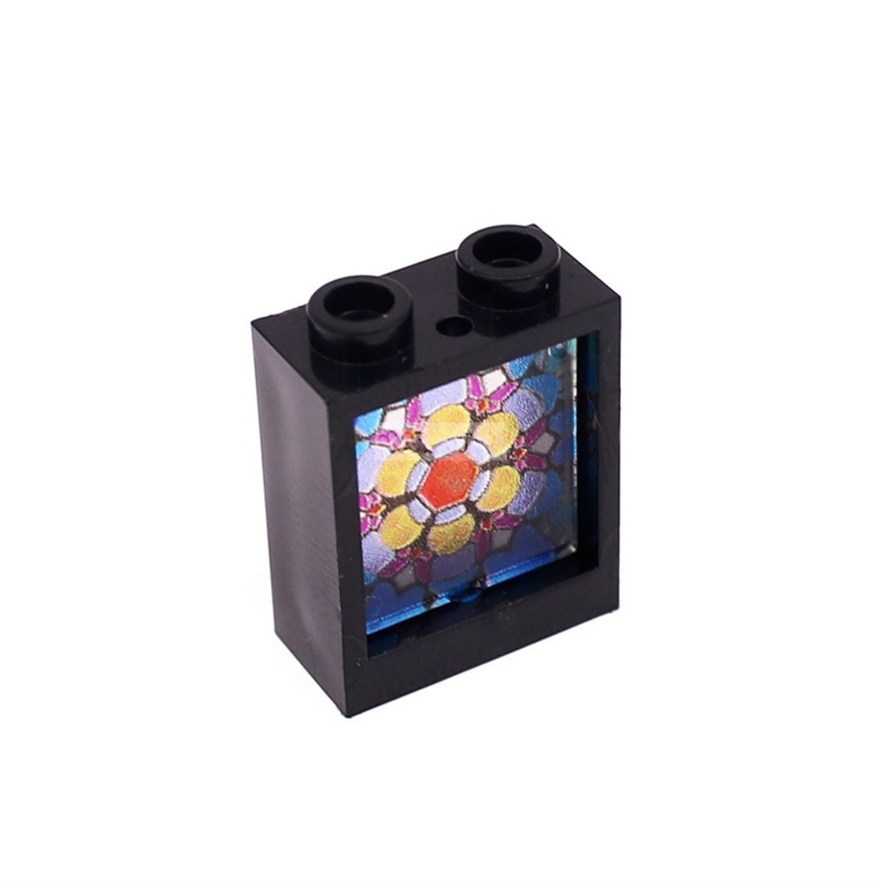 Ventanas de vidrio de 1x2x2 y paneles de pared de colores | 5 colores de marco y 6 estilos de vidrio | Compatible con n.° 60592 y n.° 60601