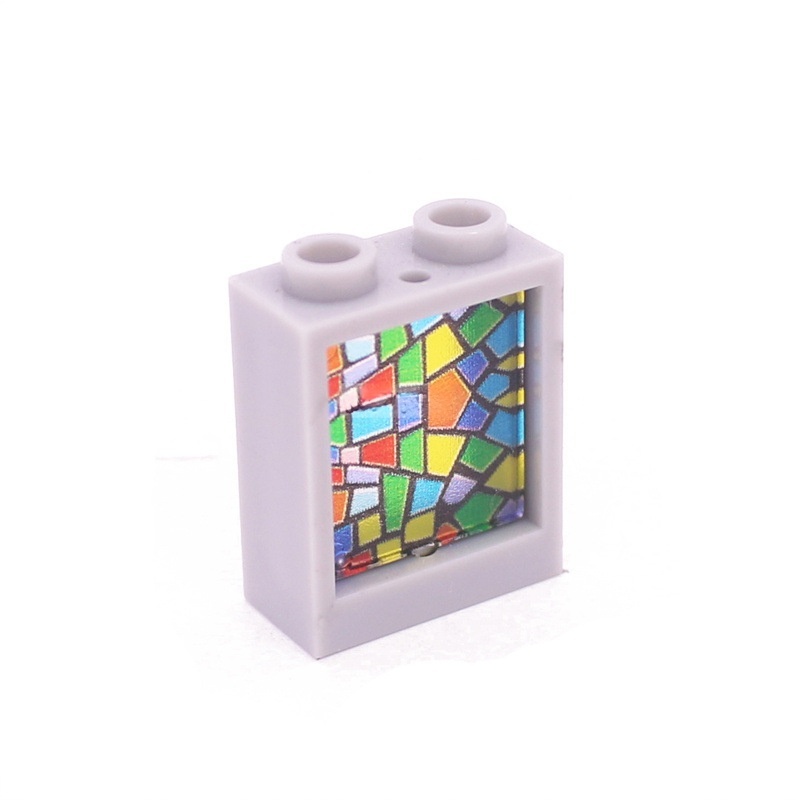 Ventanas de vidrio de 1x2x2 y paneles de pared de colores | 5 colores de marco y 6 estilos de vidrio | Compatible con n.° 60592 y n.° 60601