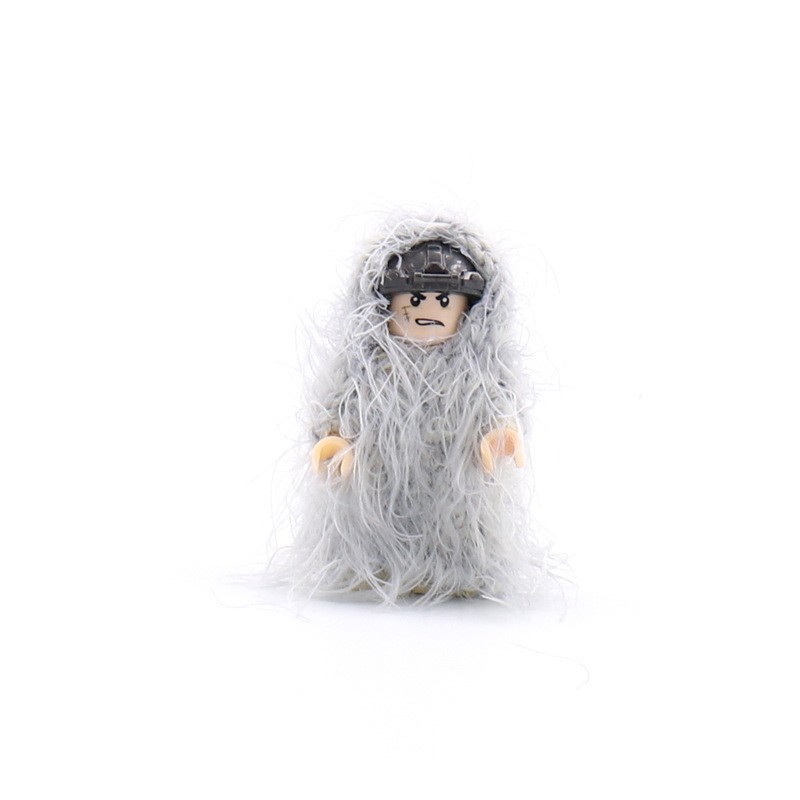 Traje de camuflaje de hierba y nieve MOC, hecho a mano en lana, accesorios para figuras de bloques (10 unidades)