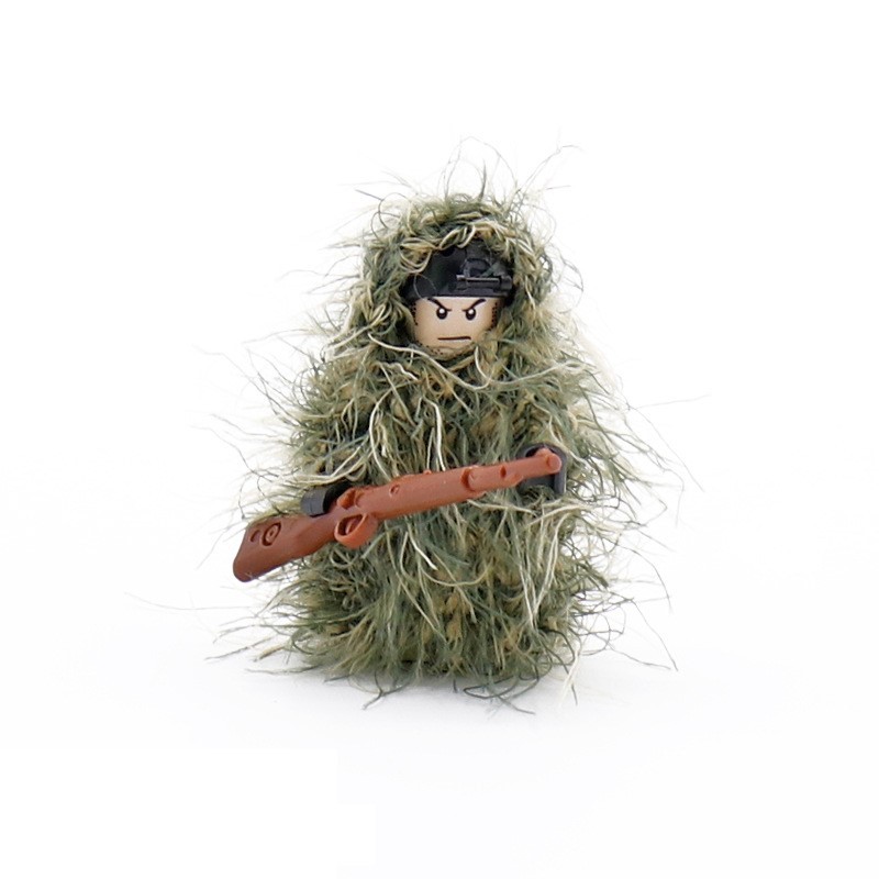 Traje de camuflaje de hierba y nieve MOC, hecho a mano en lana, accesorios para figuras de bloques (10 unidades)