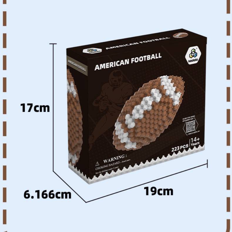 Set de construcción de fútbol de rugby KADELE para niños: juguete de rompecabezas 3D de 223 piezas, regalo educativo STEM para niños.
