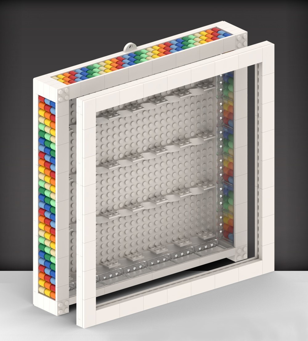 Marco de fotos arcoíris con figuras de bloques de construcción, compatible con adornos de almacenamiento DIY de partículas pequeñas.