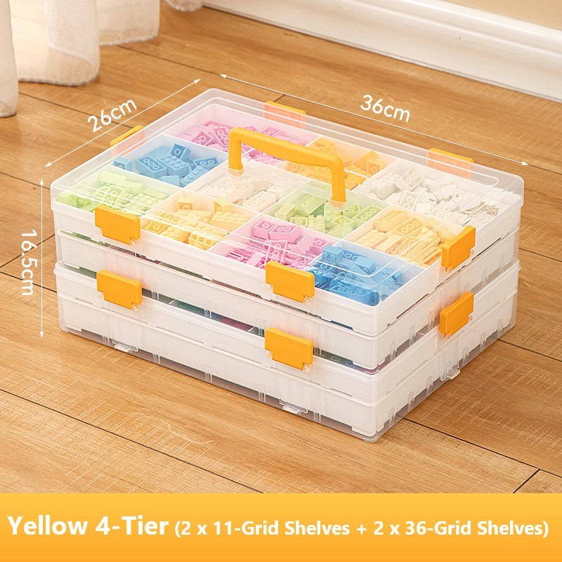 Caja clasificadora de piezas de bloques de construcción, contenedor de clasificación transparente, caja de almacenamiento compartimentada para ladrillos pequeños.