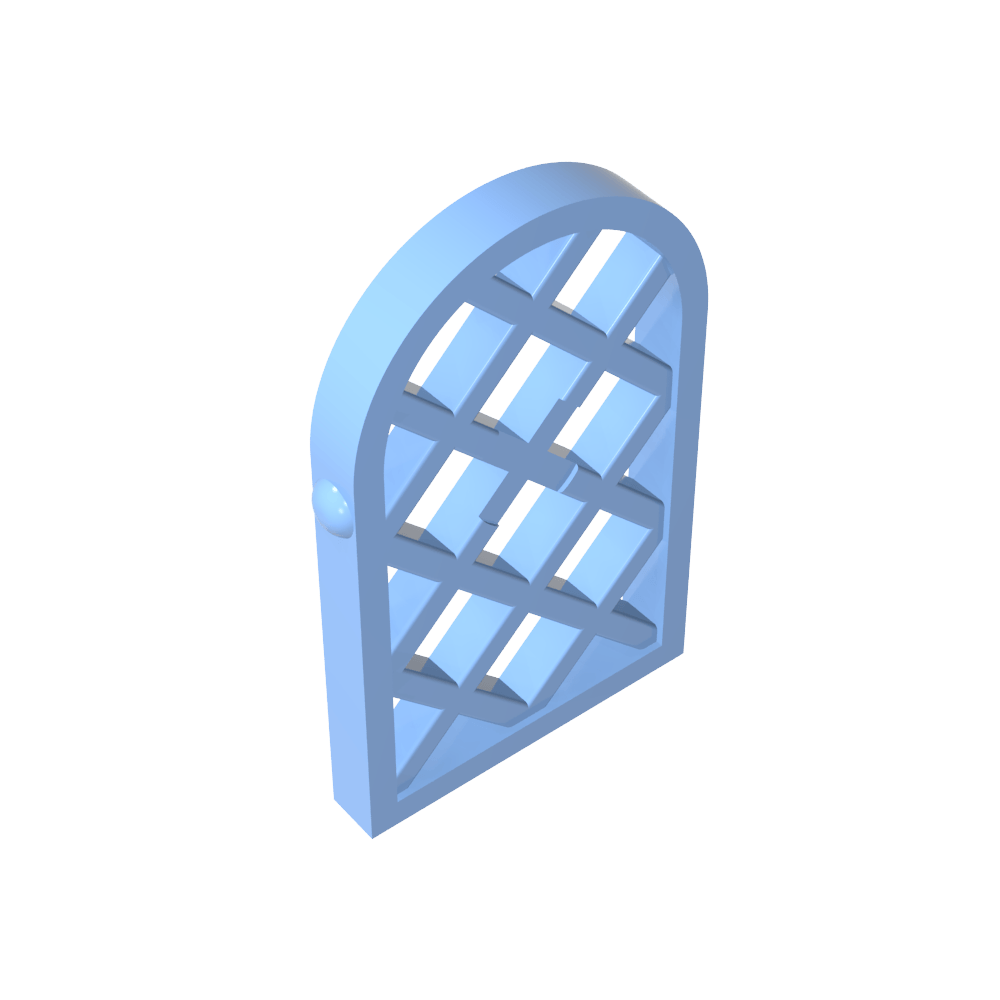 Ventana de 1 x 2 x 2 2/3 paneles enrejados en forma de diamante con parte superior redondeada-MyGobricksEs