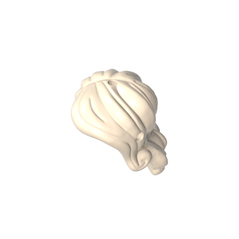 Minidoll de pelo largo ondulado, raya al lado derecho, con laterales cortos, 2 agujeros (uno en la parte superior y otro en el lateral) (Ariel)-MyGobricksEs