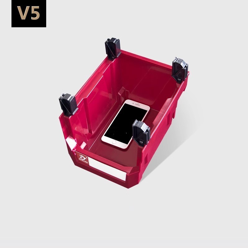 Caja de clasificación de piezas con montaje posterior, caja de almacenamiento de herramientas modular, caja de clasificación de boca inclinada