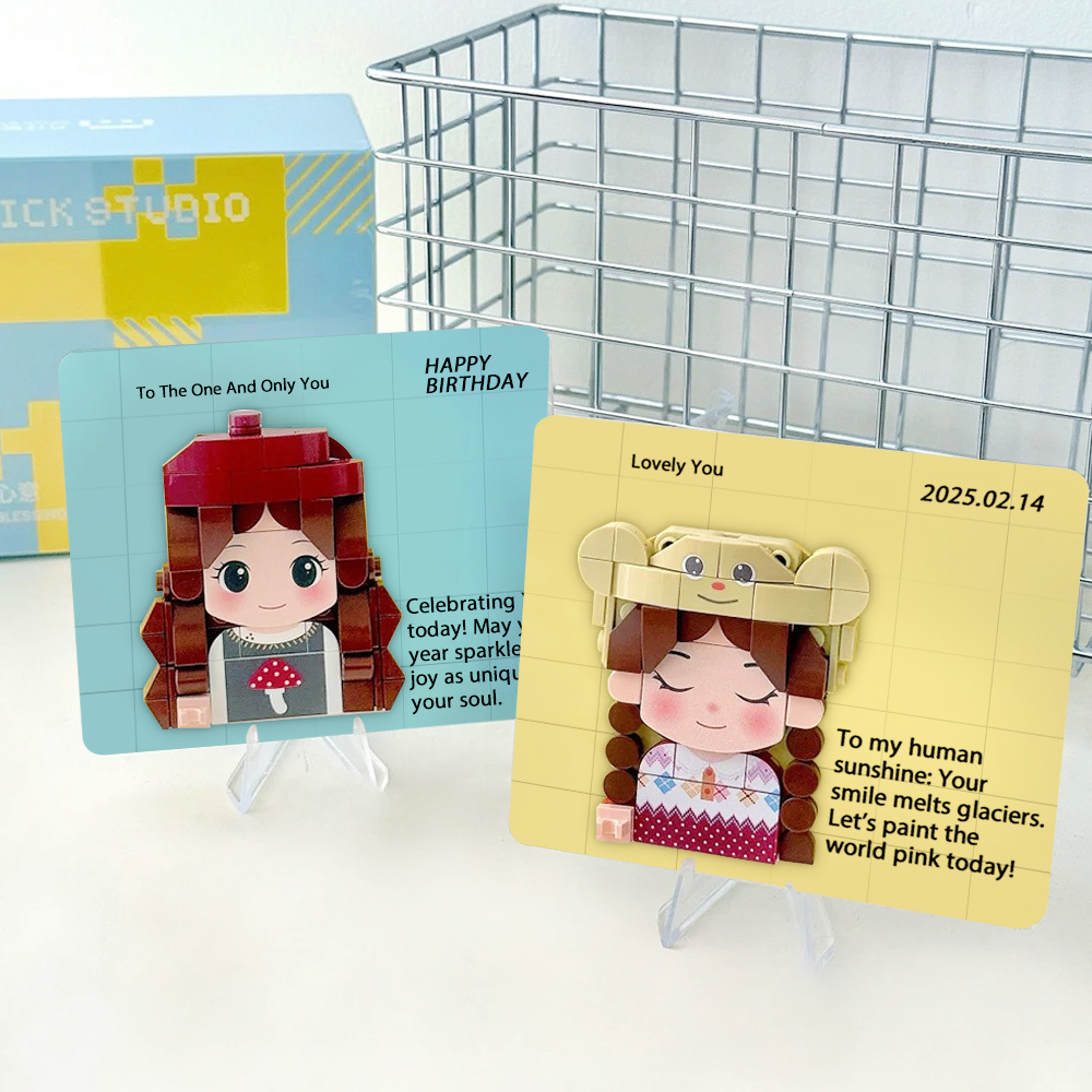 Imán de nevera con ladrillos personalizados, postales con foto y texto, regalos únicos para cumpleaños, San Valentín y el Día de la Madre.