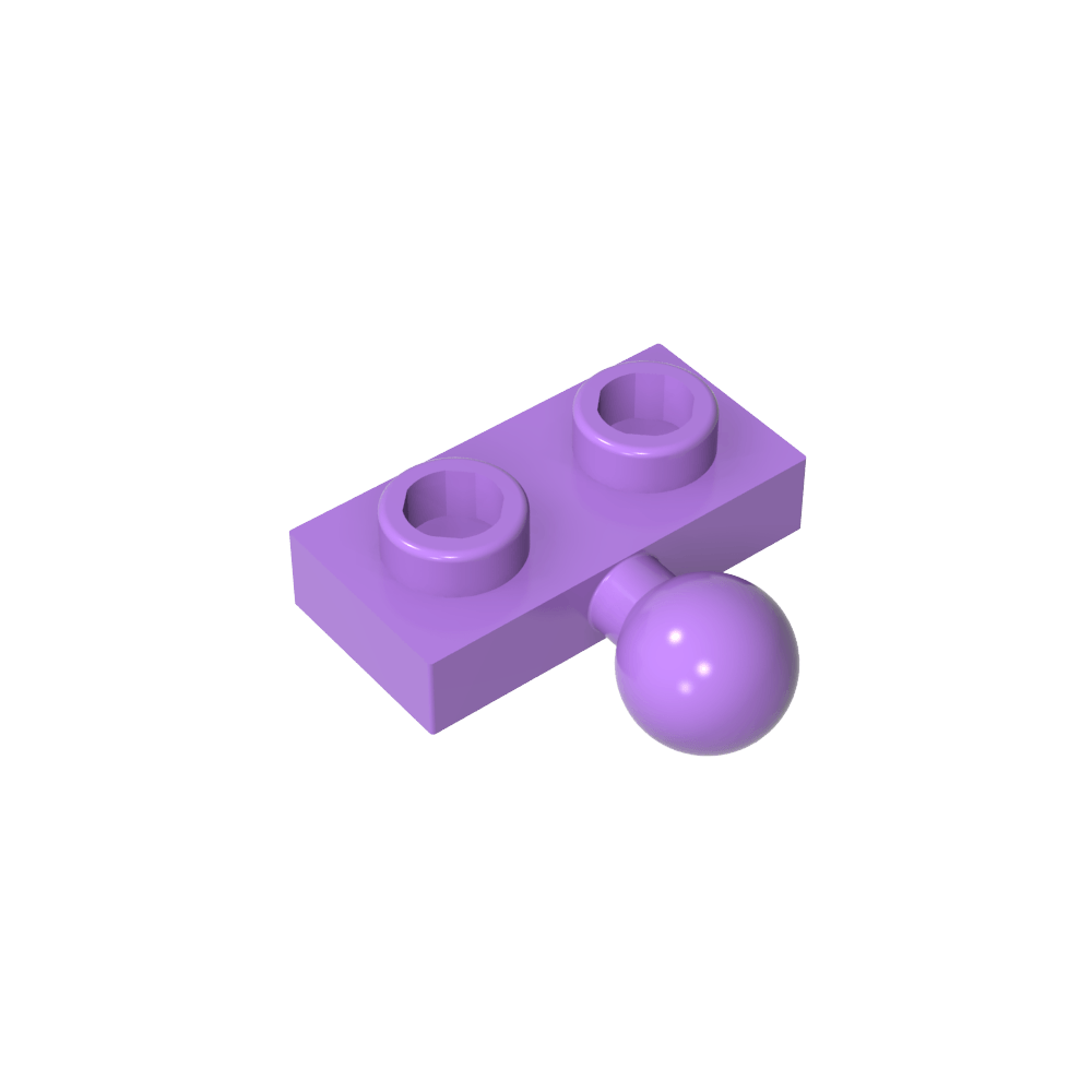 Placa especial 1 x 2 con bola de remolque central lateral de 5,9 mm-MyGobricksEs