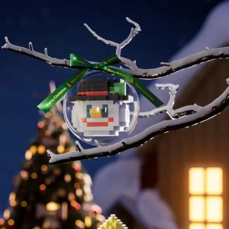 Adornos navideños con bloques de construcción de micropartículas, decoraciones navideñas con bloques de construcción, divertidas decoraciones navideñas para niños