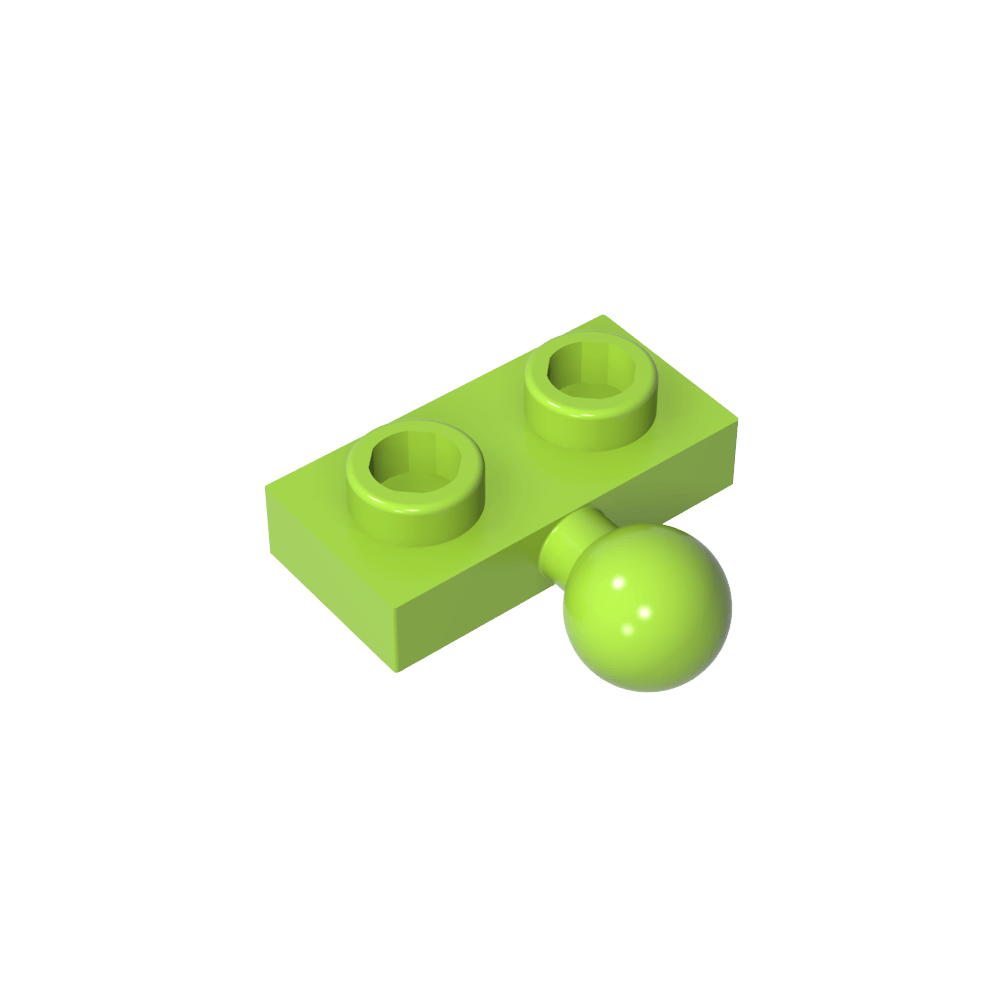 Placa especial 1 x 2 con bola de remolque central lateral de 5,9 mm-MyGobricksEs