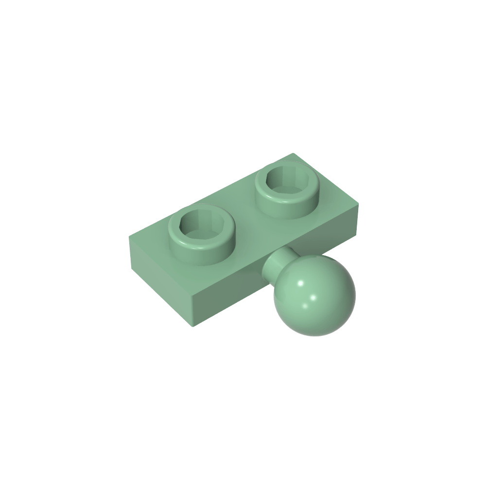 Placa especial 1 x 2 con bola de remolque central lateral de 5,9 mm-MyGobricksEs
