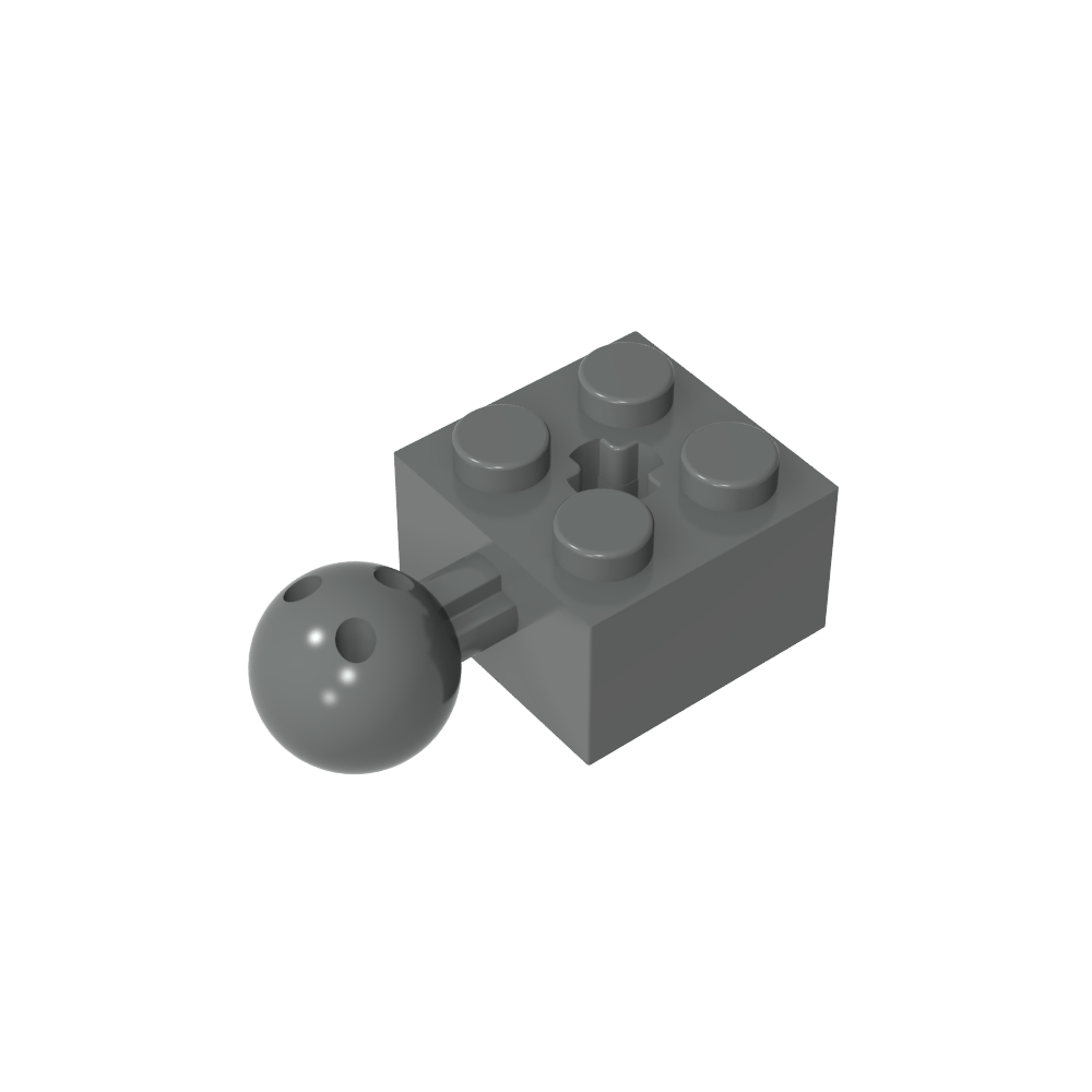 Ladrillo Technic Modificado 2 x 2 con Bola y Orificio para Eje, con 6 Agujeros en Bola-MyGobricksEs