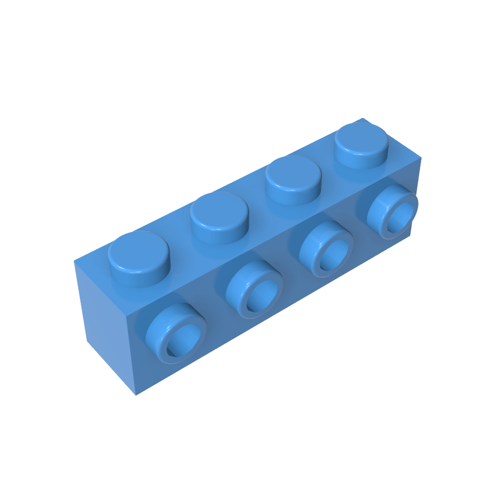 Ladrillo especial 1 x 4 con 4 montantes en un lado-MyGobricksEs
