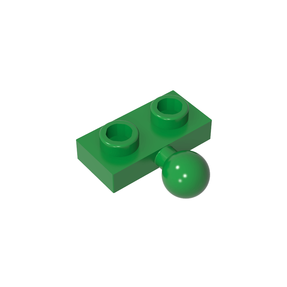 Placa especial 1 x 2 con bola de remolque central lateral de 5,9 mm-MyGobricksEs