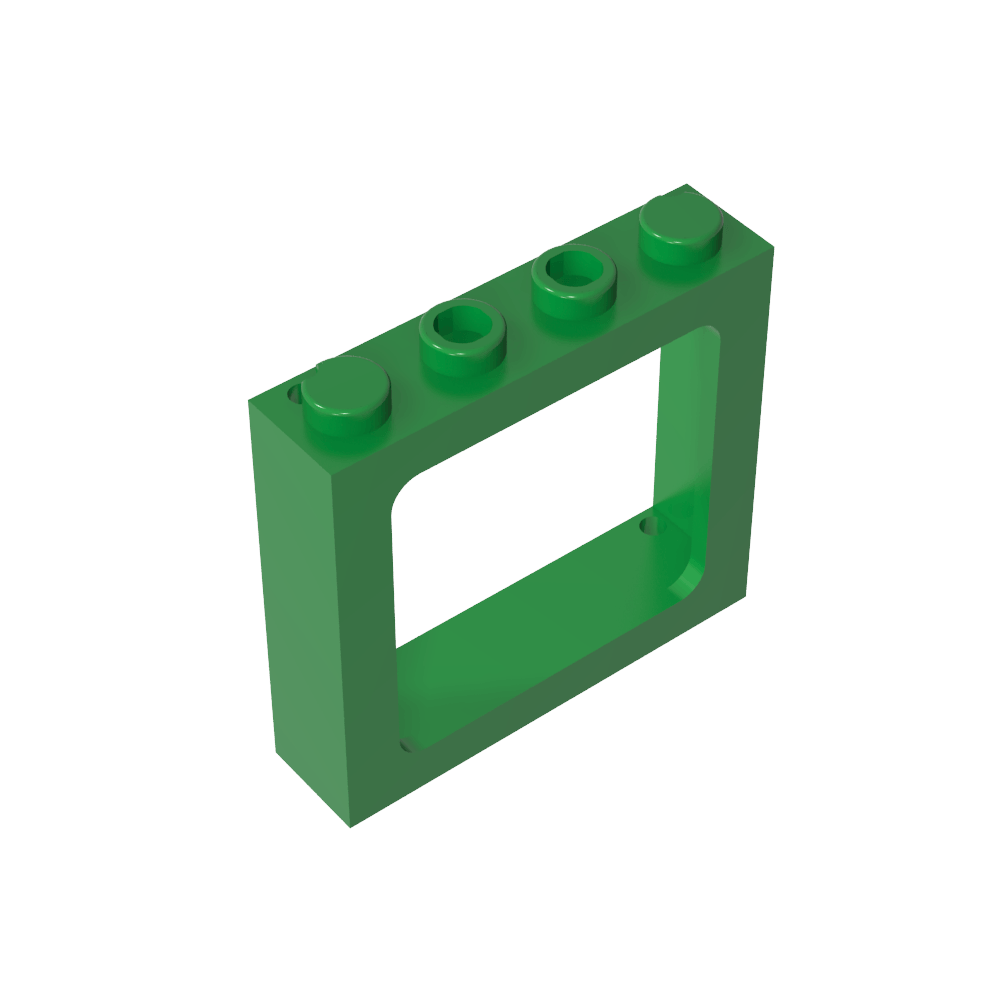 Ventana de tren de 1 x 4 x 3 con orificios para contraventanas y montantes sólidos en los extremos-MyGobricksEs