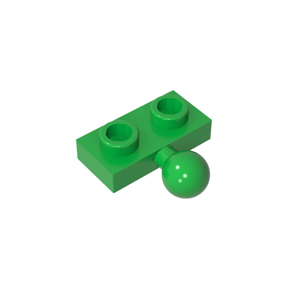 Placa especial 1 x 2 con bola de remolque central lateral de 5,9 mm-MyGobricksEs
