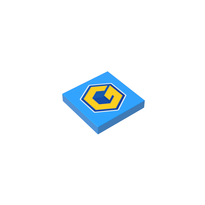 Ícono del logotipo del bloque de construcción de ladrillo alto con impresión de panel brillante 2x2